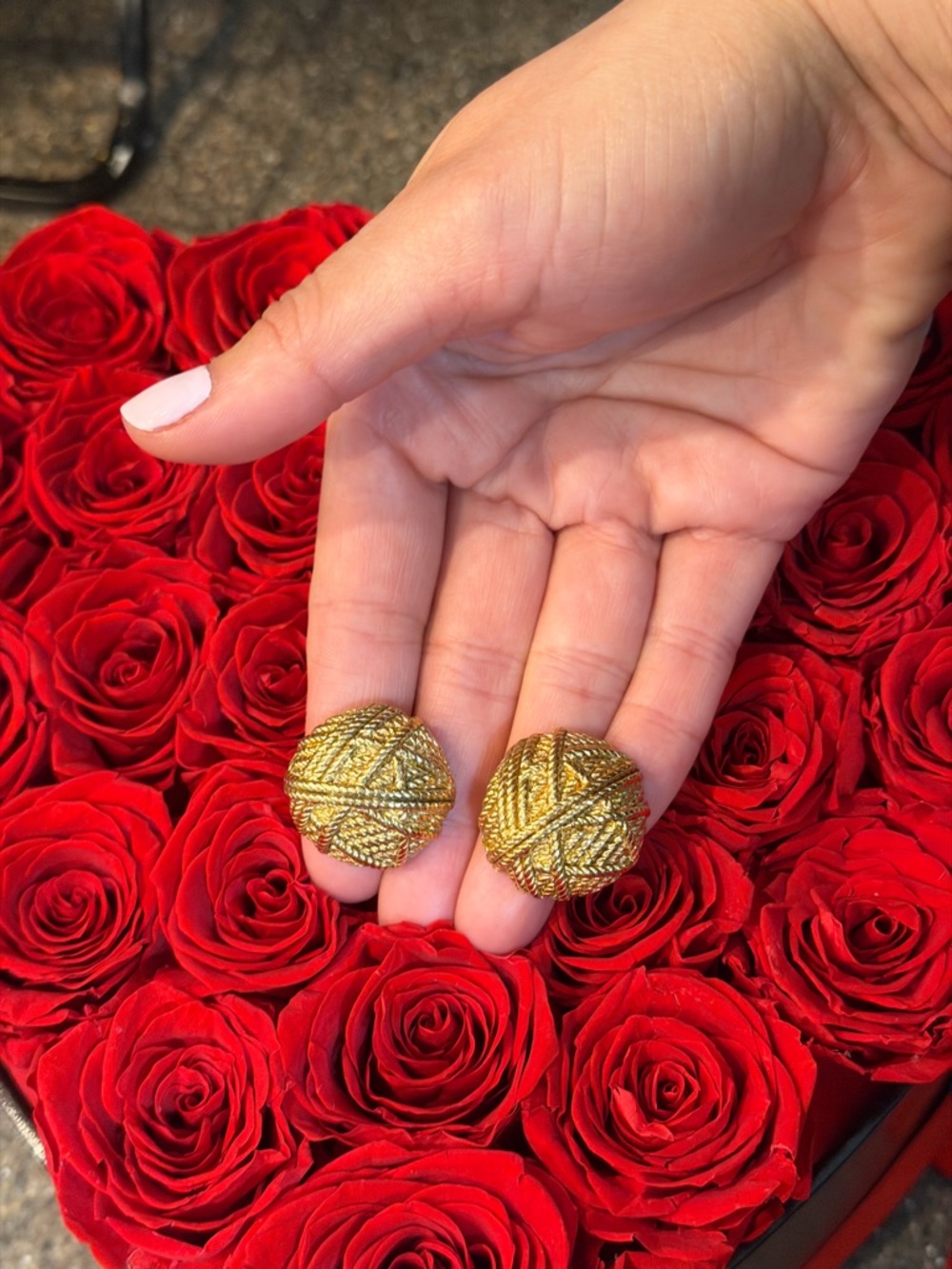 Givenchy Gold-Tone Textured Dome Earrings - vintage Women Jewelry